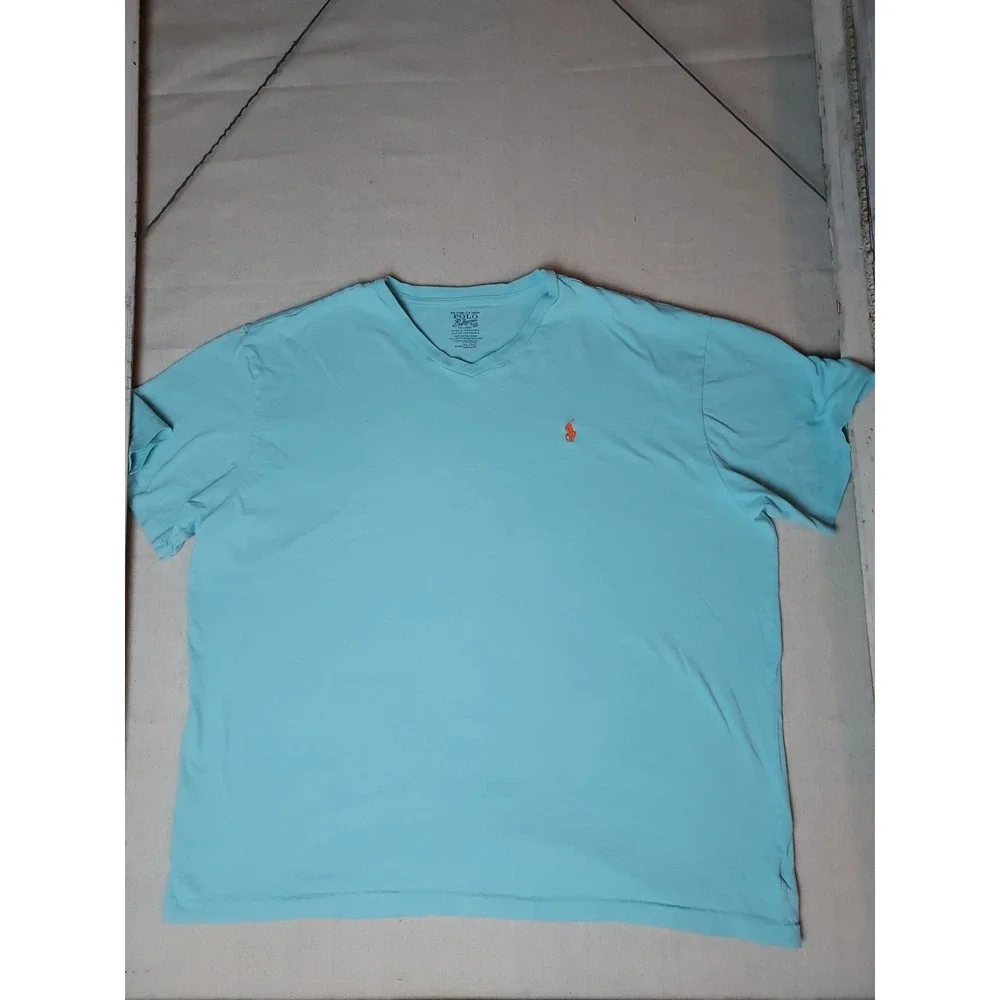 Polo Ralph Lauren Men's XL Blue V Neck T-Shirt Pony Logo Preppy Coastal Classic